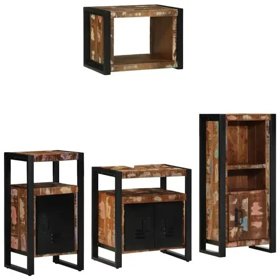Zestaw mebli łazienkowych z półką 4 pcs Lite odzyskane drewno Lumarko! - Hurtownia wielobranżowa Lumarko Ostatnie sztuki